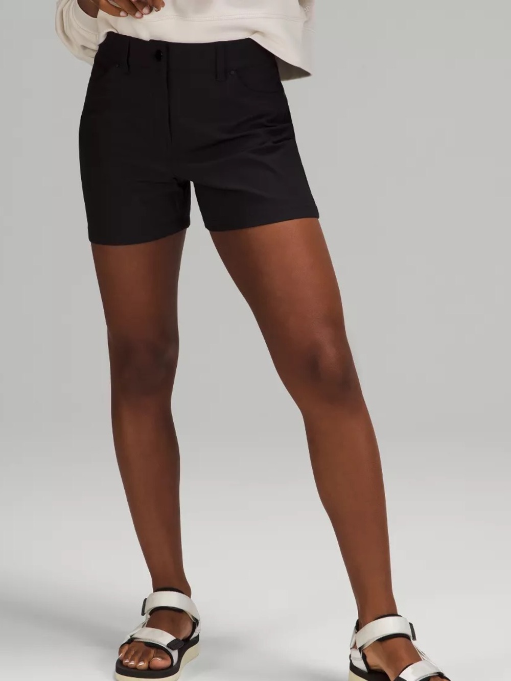 Lululemon City Sleek 5 Pocket Black High Rise Shorts | 28